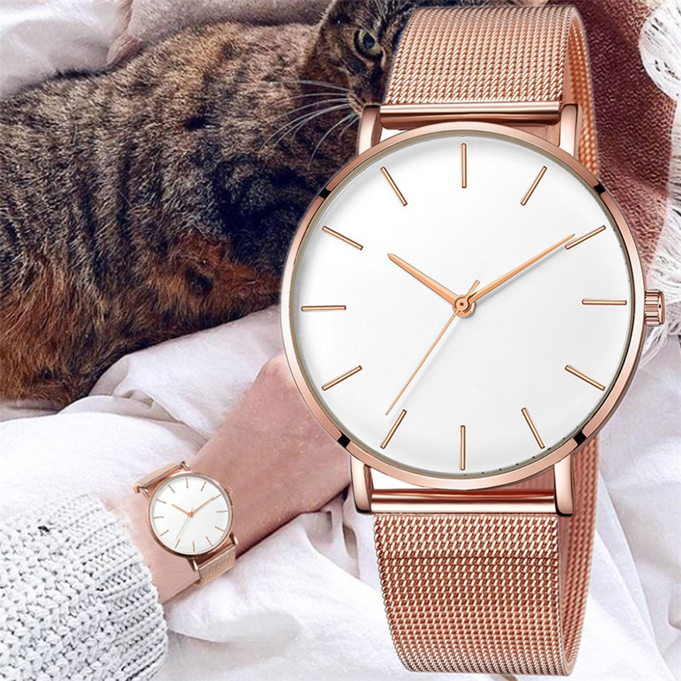 Jewelry Watches Gold - ساعة يد كوارتز نسائية من شبكة