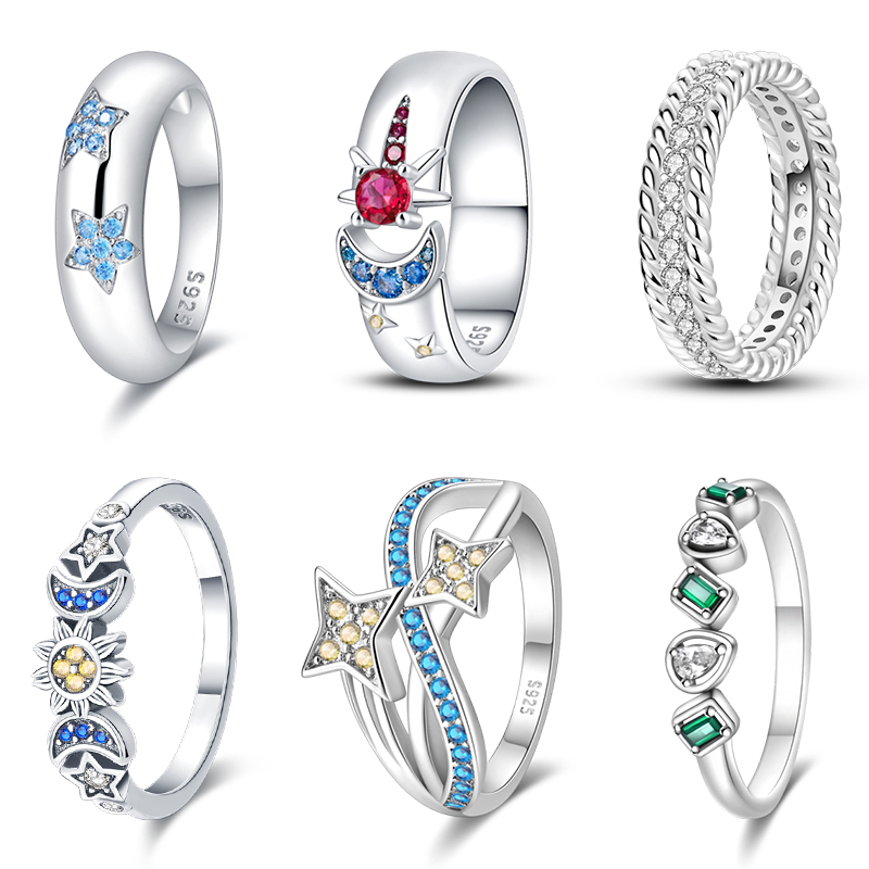 Statement Cocktail Ring - خواتم زيركون فضة للنساء ، لون