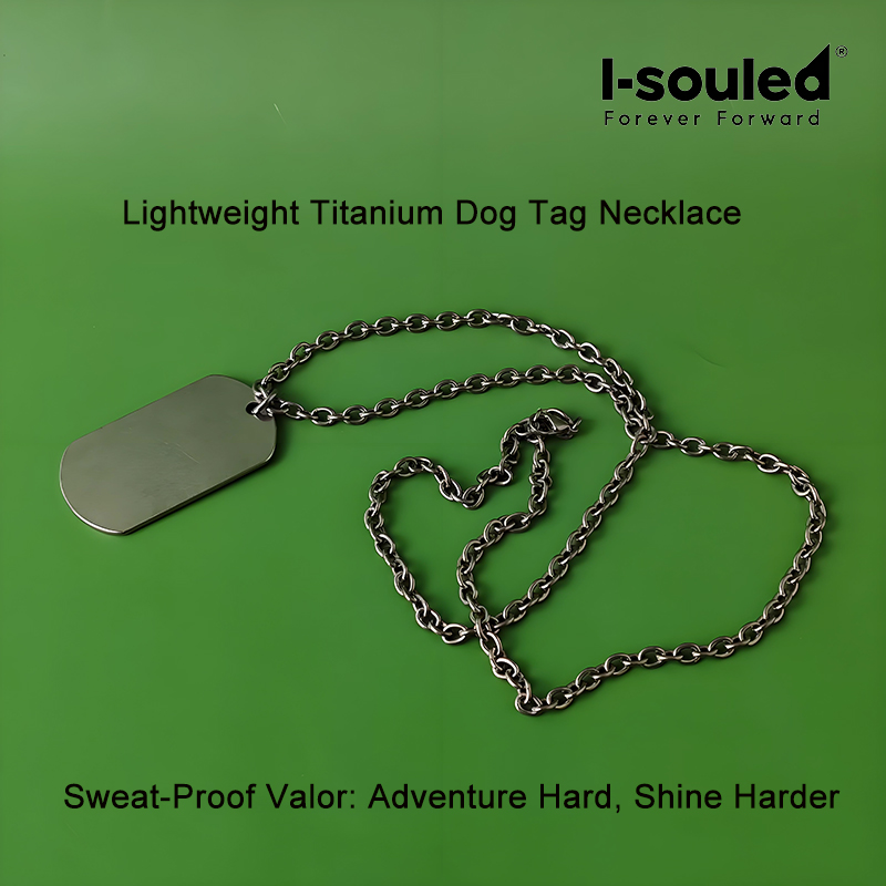 Mens Dog Tag Necklace - قلادة بطاقة تعريف عسكرية من التيتانيوم