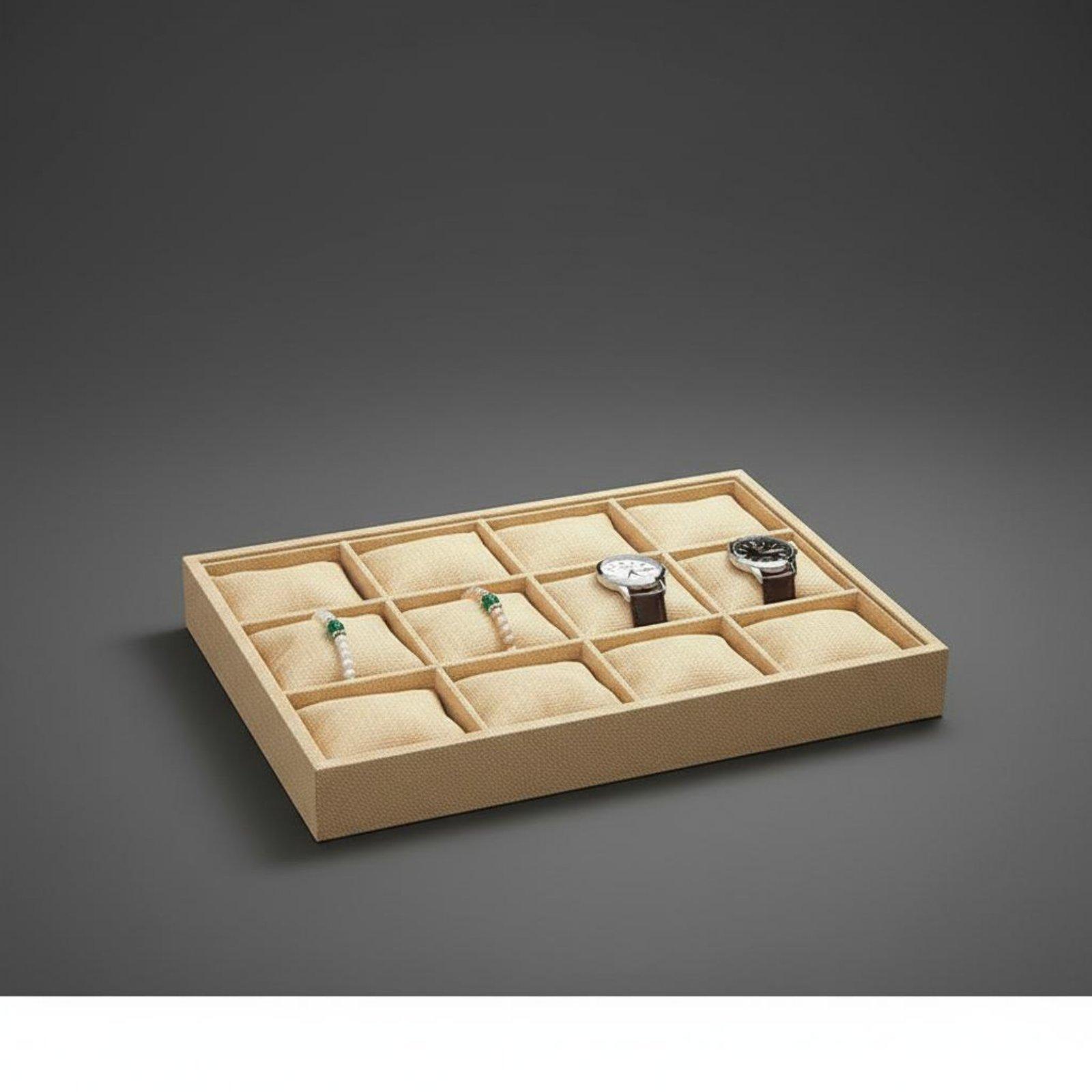 Jewelry Box Organizer Watches - حامل مجوهرات من قماش الكتان، صندوق