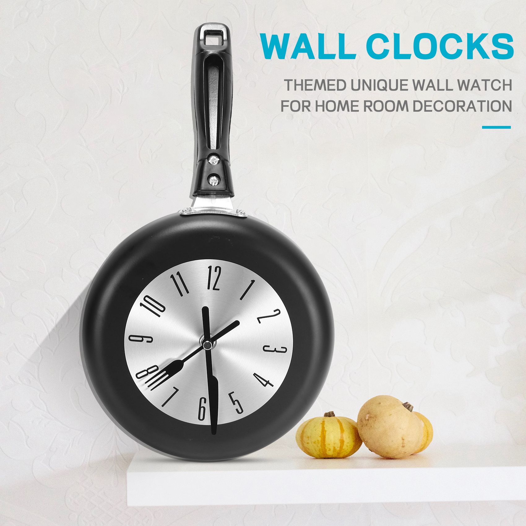 Watches & Jewelry Repair Center New York - ساعة حائط معدنية بتصميم مقلاة مقاس