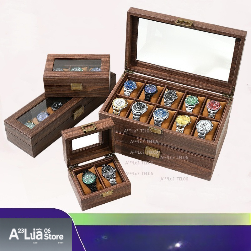 Jewelry Box Organizer Watches - صندوق ساعات من الجلد الصناعي بنمط