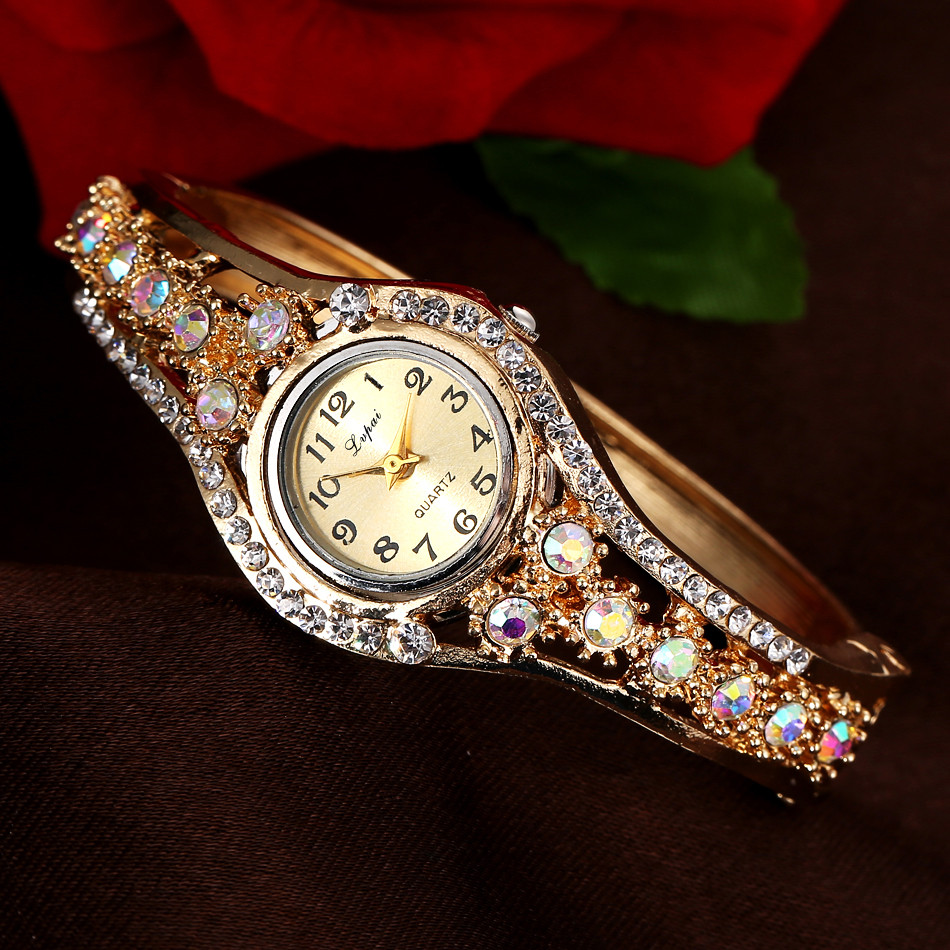 Jewelry Diamond Watches - ساعات نسائية فاخرة بإطار ماسي ملون