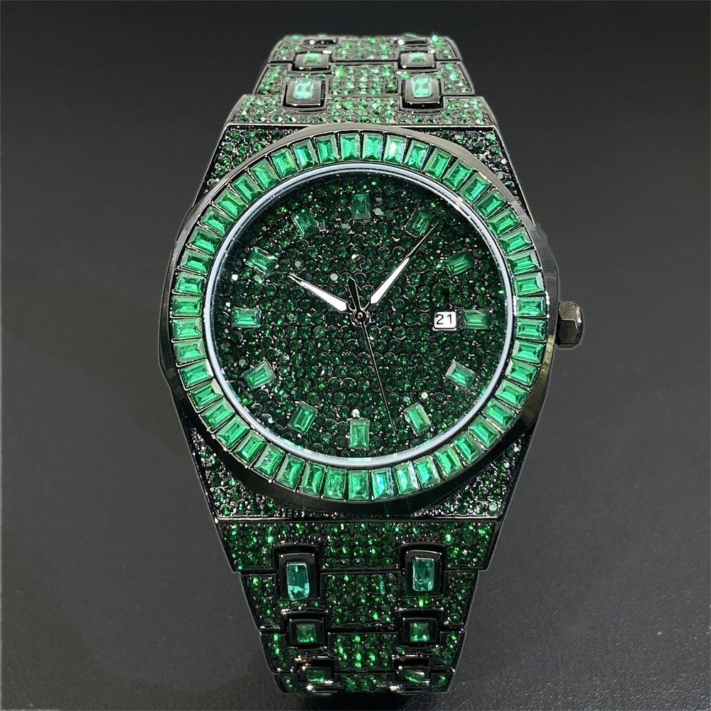 Jewelry Type Watches - 2024 الهيب هوب الأخضر ساعة ماسية
