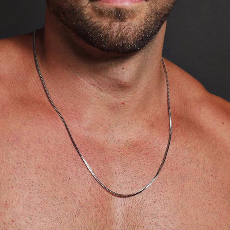Mens Dog Tag Necklace - سلسلة رفيعة 1/2/3 مم للرجال والنساء،