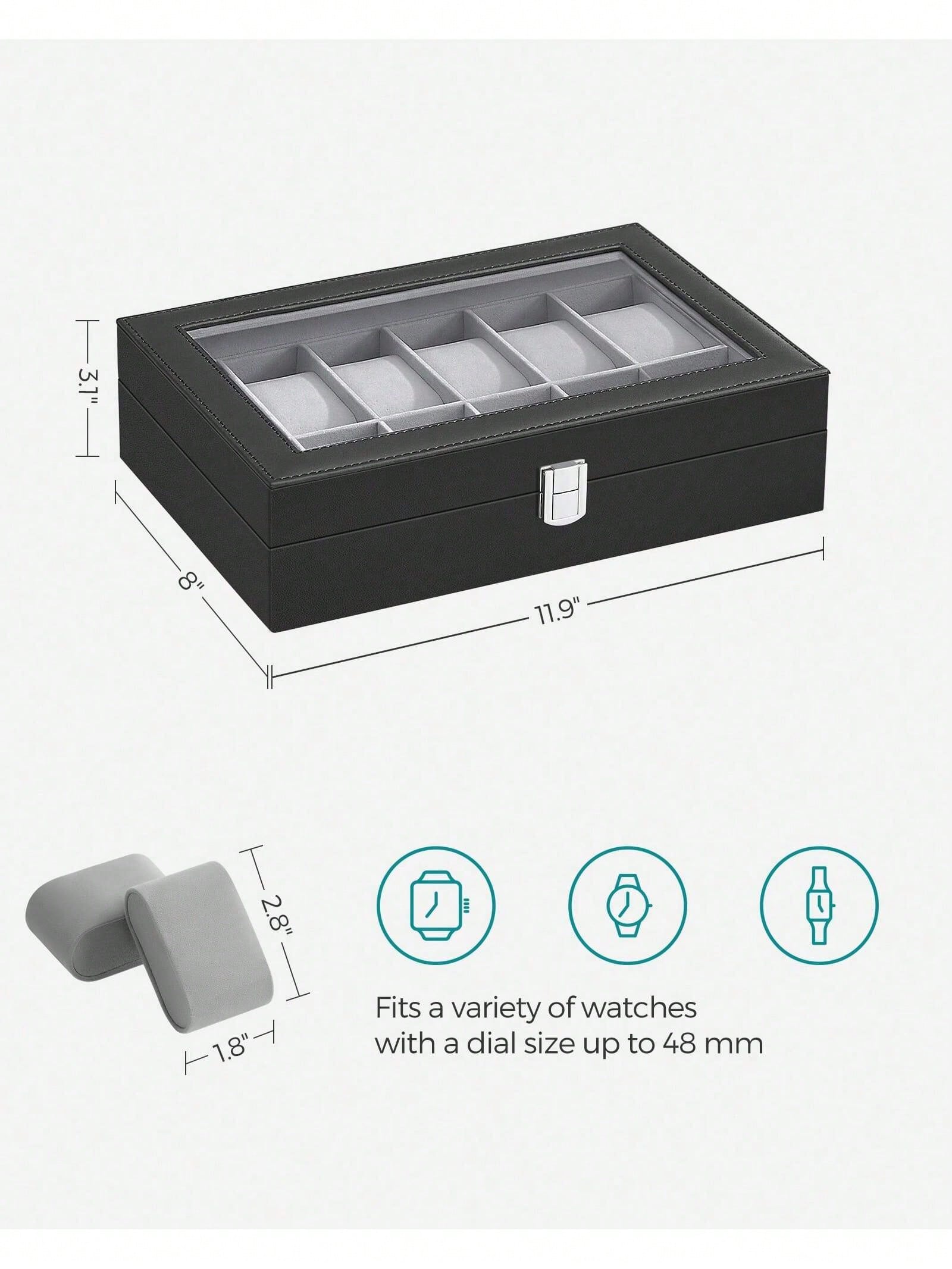 صندوق ساعات بـ 12 فتحة قابل لل - مراجعة Jewelry Box Organizer Watches وسعره