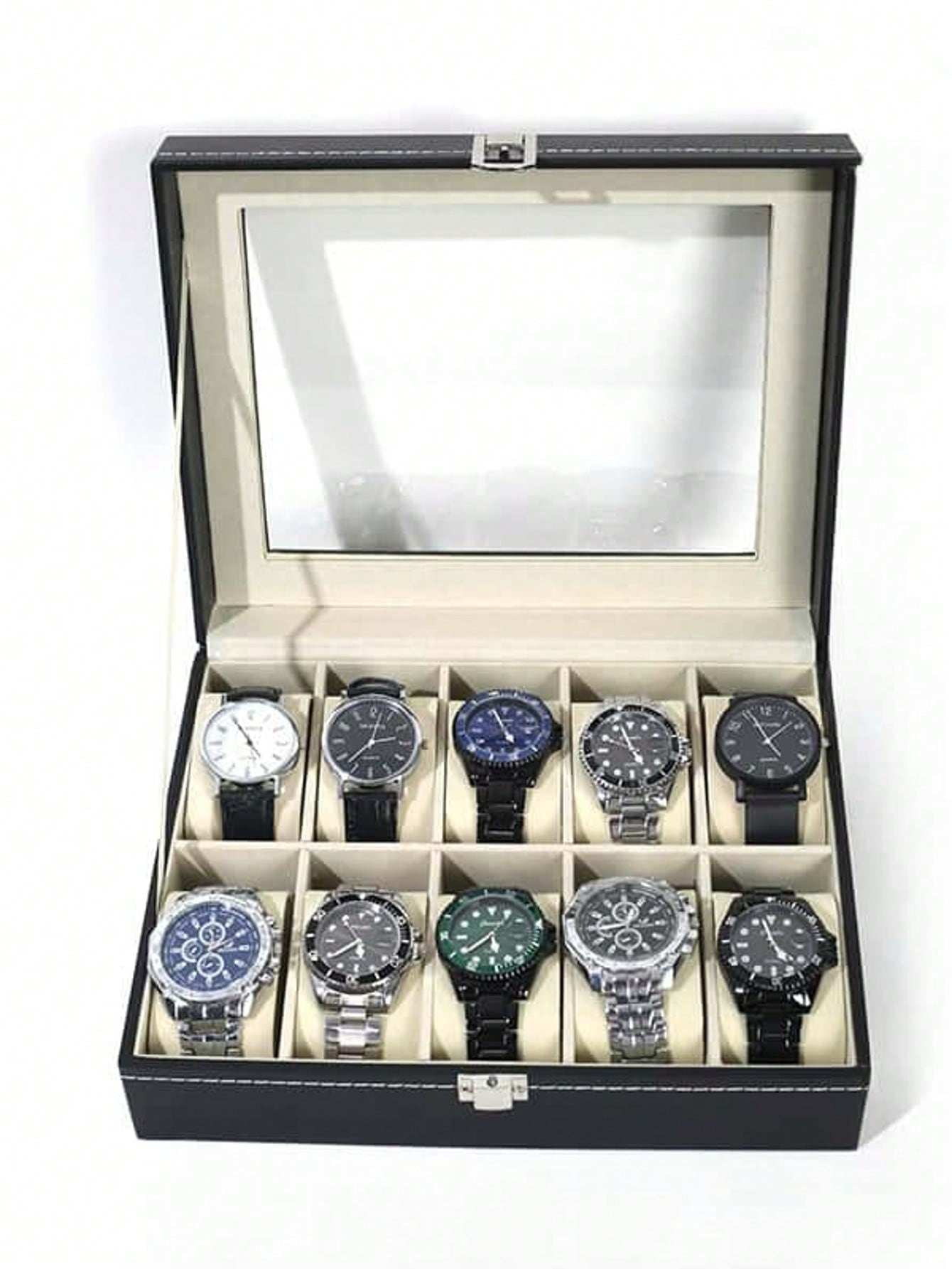 صندوق ساعات جلدي مع قفل، علبة  - مراجعة Jewelry Box Organizer Watches وسعره