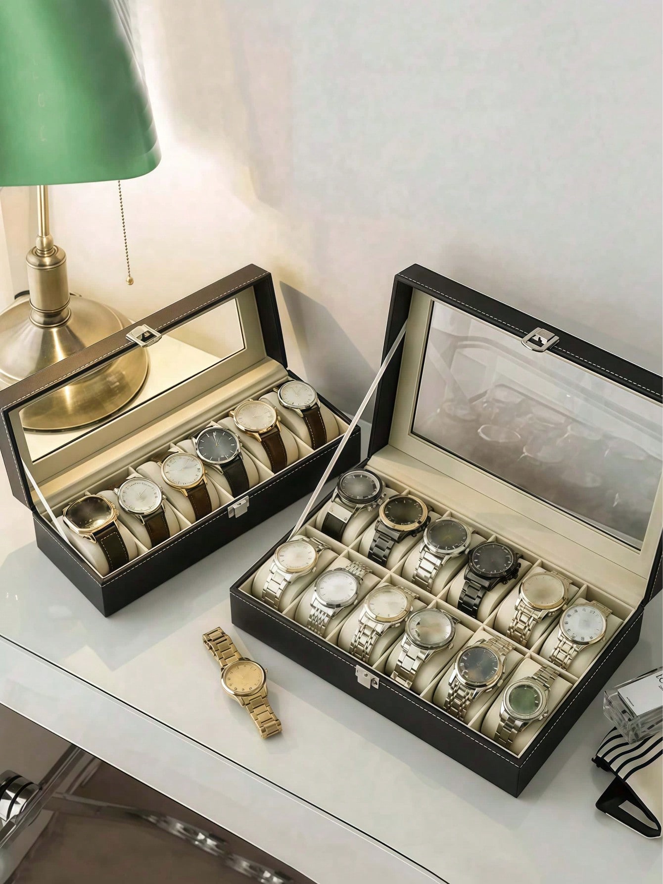 صندوق ساعات جلدي مع قفل، علبة  - مراجعة Jewelry Box Organizer Watches وسعره