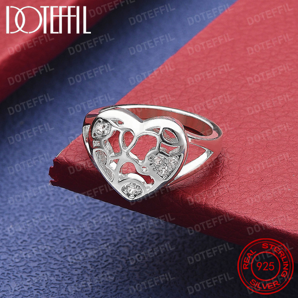 925 الاسترليني القلب الفضة AAA - مراجعة Statement Cocktail Ring وسعره