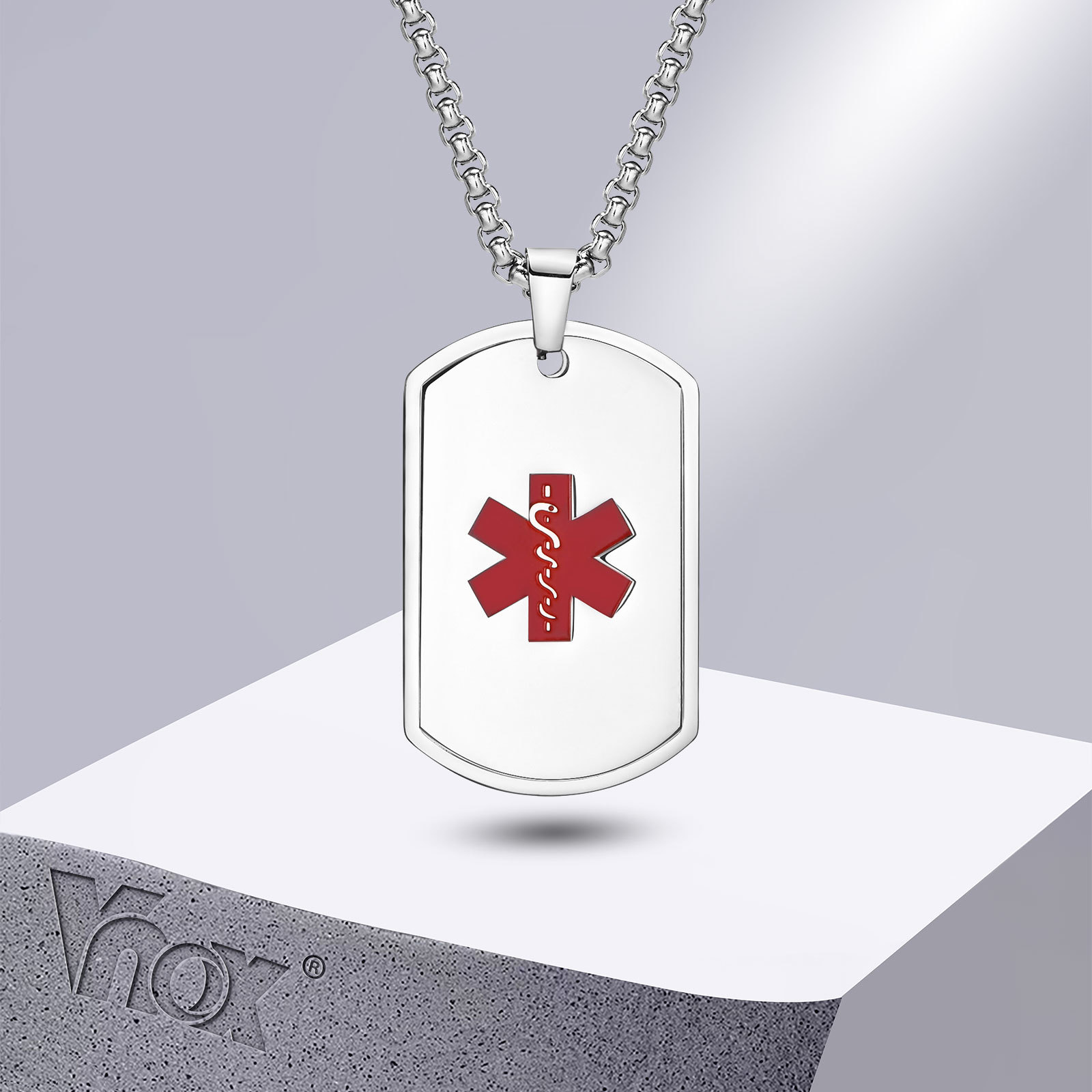 قلادة Vnox Medical Alert ID لل - مراجعة Mens Dog Tag Necklace وسعره