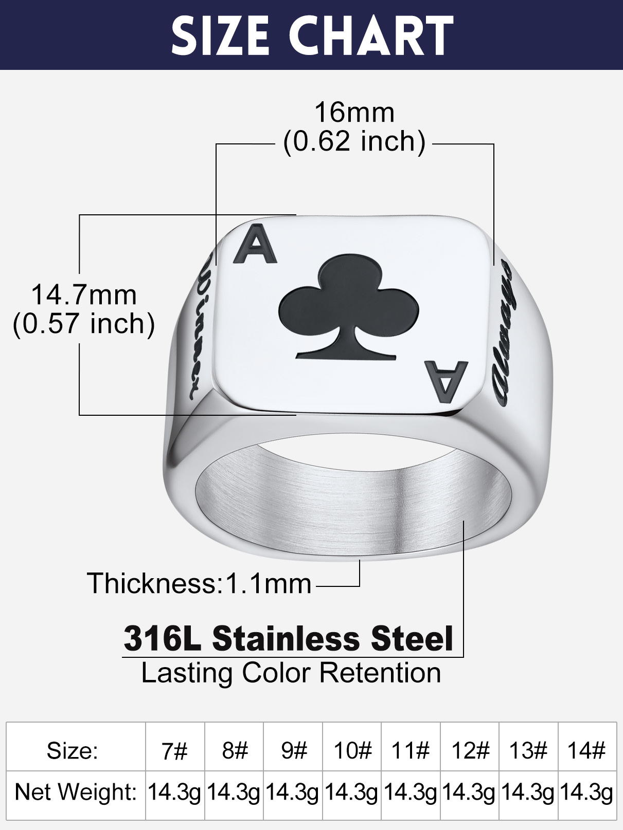 U7 مخصص مربع مستطيل الفولاذ ال - مراجعة Statement Cocktail Ring وسعره