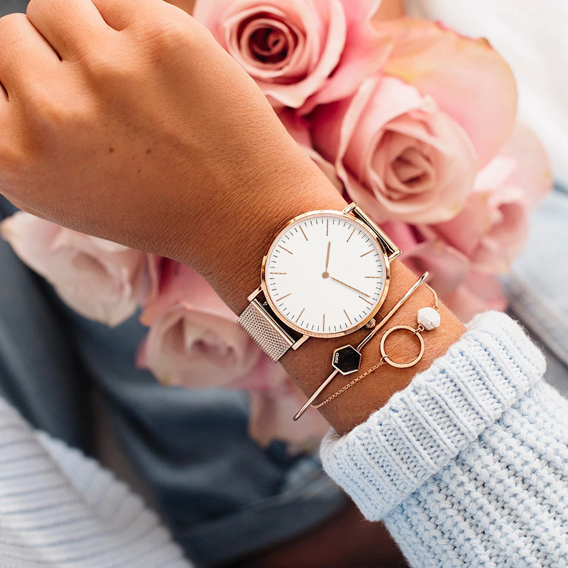 ساعة يد كوارتز بحزام شبكي من ا - مراجعة Jewelry Watches Gold وسعره