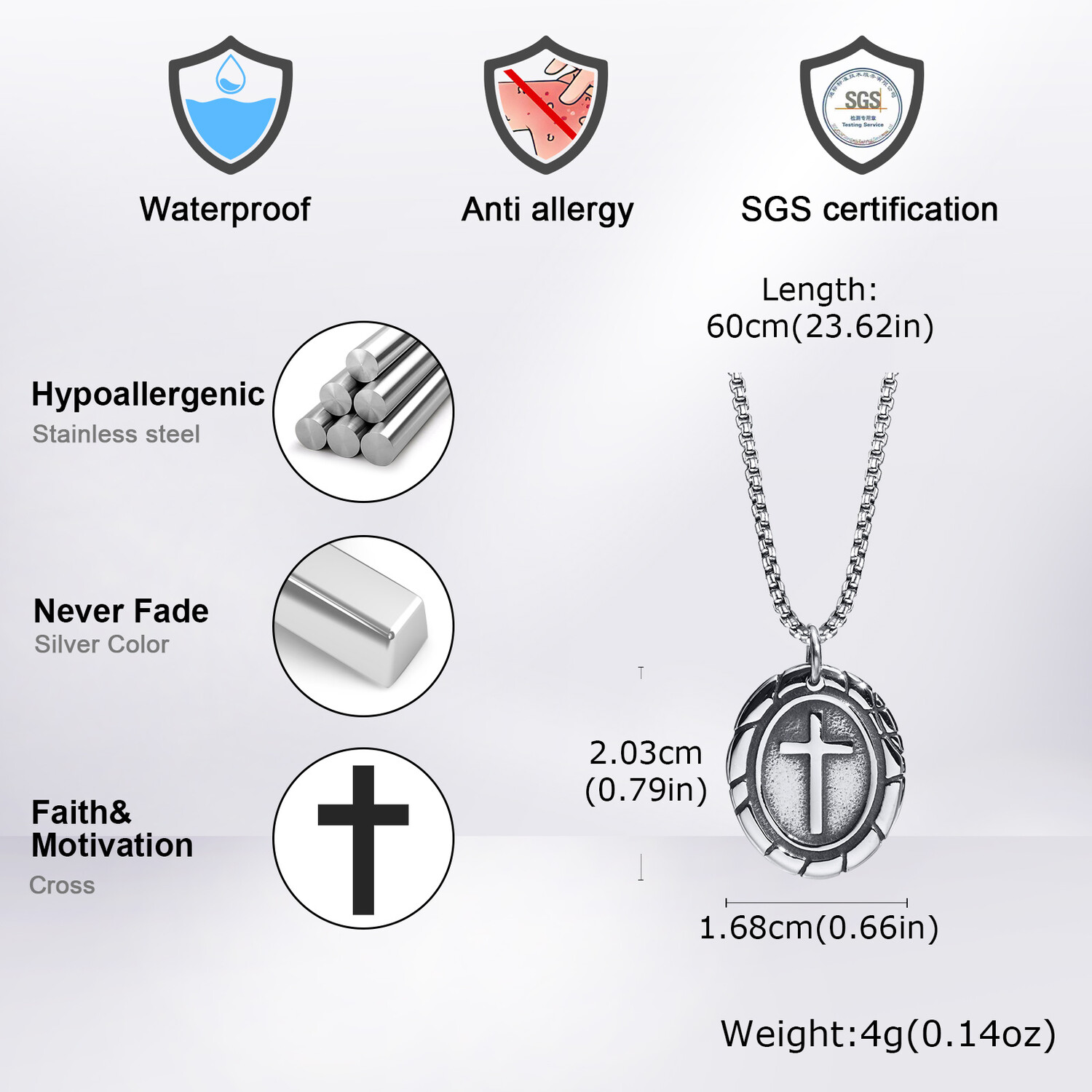 قلادة صليب بأسلوب الهيب هوب وا - مراجعة Mens Dog Tag Necklace وسعره