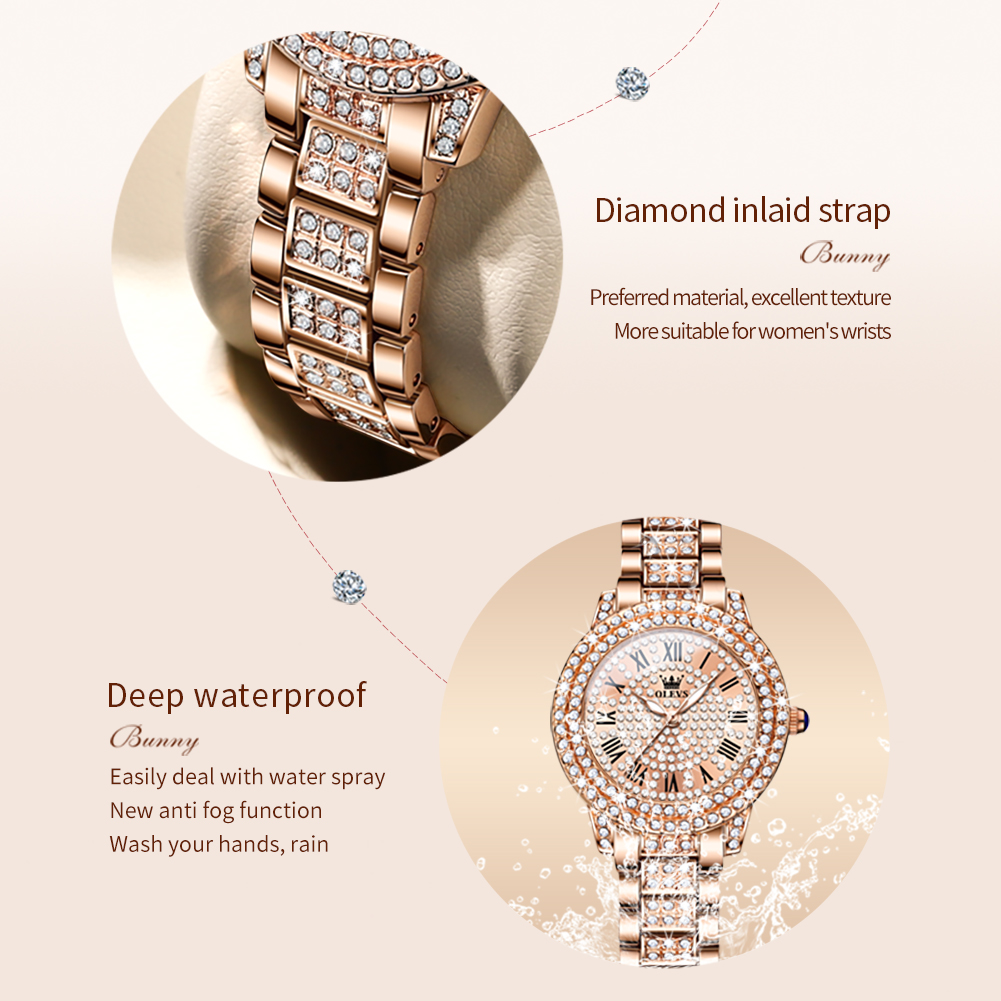 ساعة OLEVS 9943 كوارتز أصلية ف - مراجعة Jewelry Diamond Watches وسعره