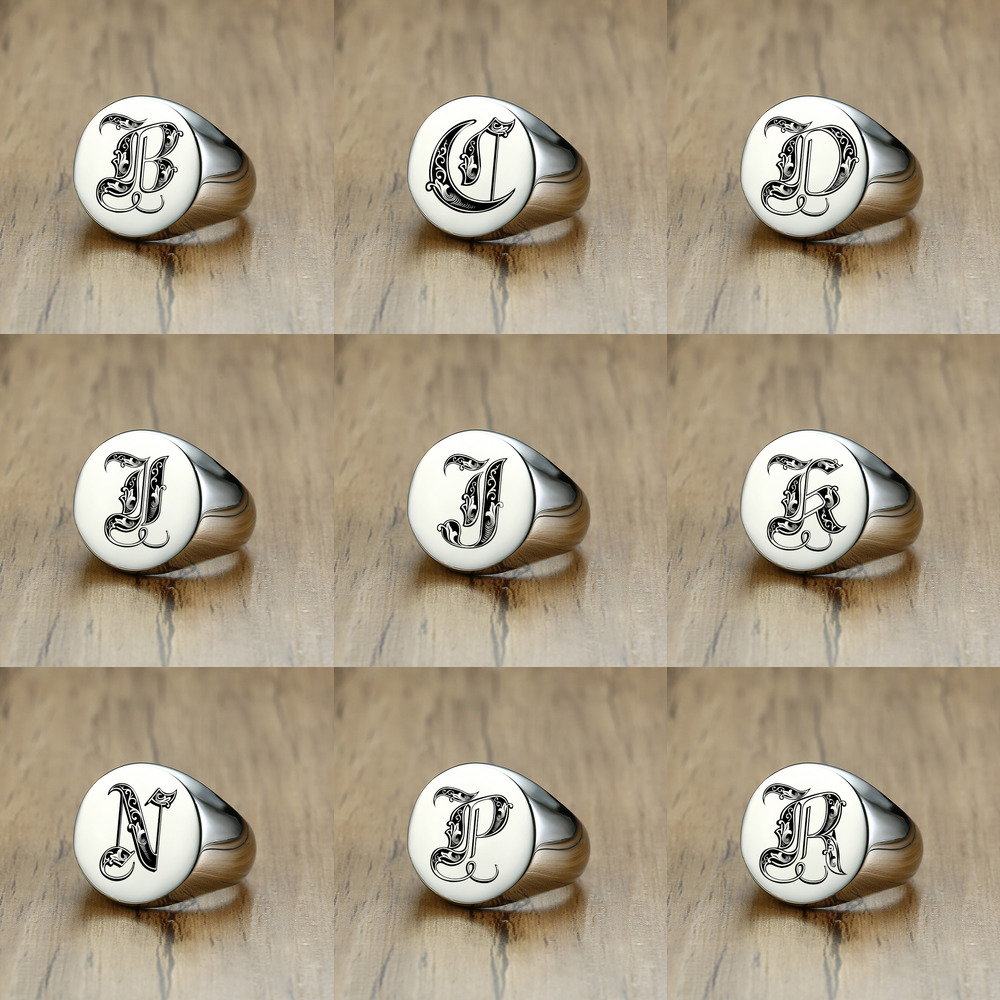Vnox أنيق نمط الخط الأولي ختم  - مراجعة Statement Cocktail Ring وسعره